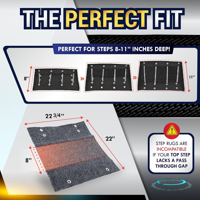 LATCH.IT RV Step Covers 3 Pack | 23-inch Wide Camper Step Covers Fit 8-11" Deep Stairs | Gray RV Stair Covers | Straight RV Step Carpet | Keep Your RV Cleaner with Our RV Stair Carpet! - Image 2